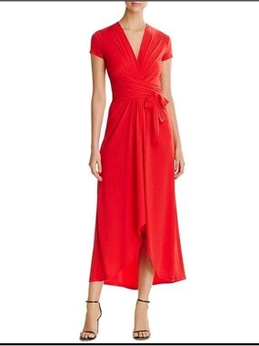 Red Michael kors knit jersey wrap-style midi dress - 10